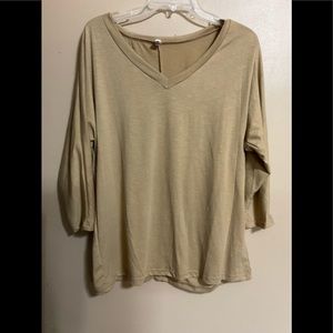 OC ORDER PLUS v neck 3/4 sleeve light brown xxL see measurements nwot